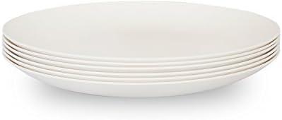 Coza Design- Durable Plastic Plate Set- BPA Free- Set of 6. 10.2 inches diameter (White)