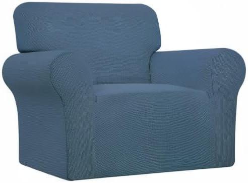 Easy-Going Stretch Chair Sofa Slipcover 1-Piece Couch Sofa Cover Furniture Protector Soft with Elastic Bottom for Kids, Pet. Spandex Jacquard Fabric Small Checks (Chair, Bluestone)