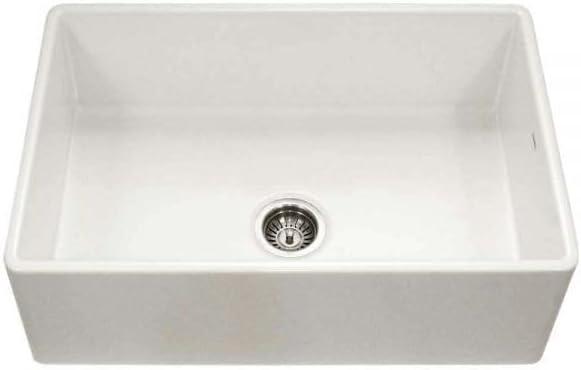 33" Fireclay Kitchen Sink, Crestwood Farmhouse Sink, White Fireclay Kitchen sink, Single Bowl Apron Front, Plain Ceramic Farm sink