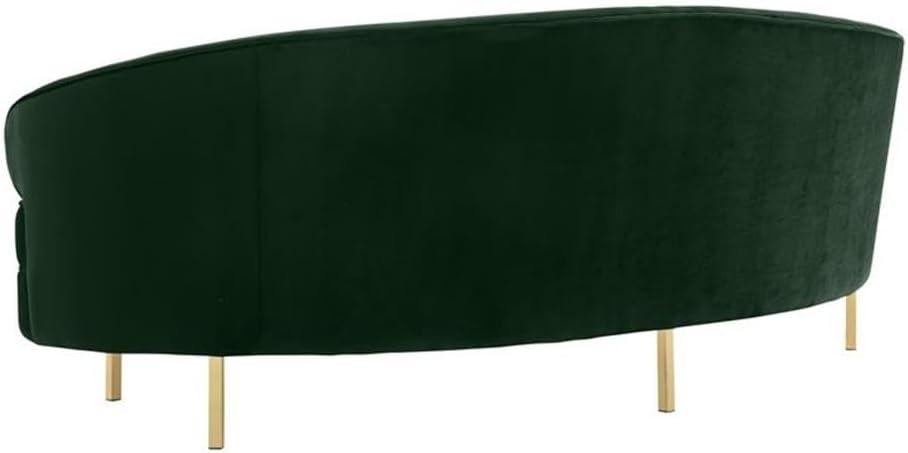 Elegant Baila Green Velvet 89" Sofa with Gold Stainless Steel Legs