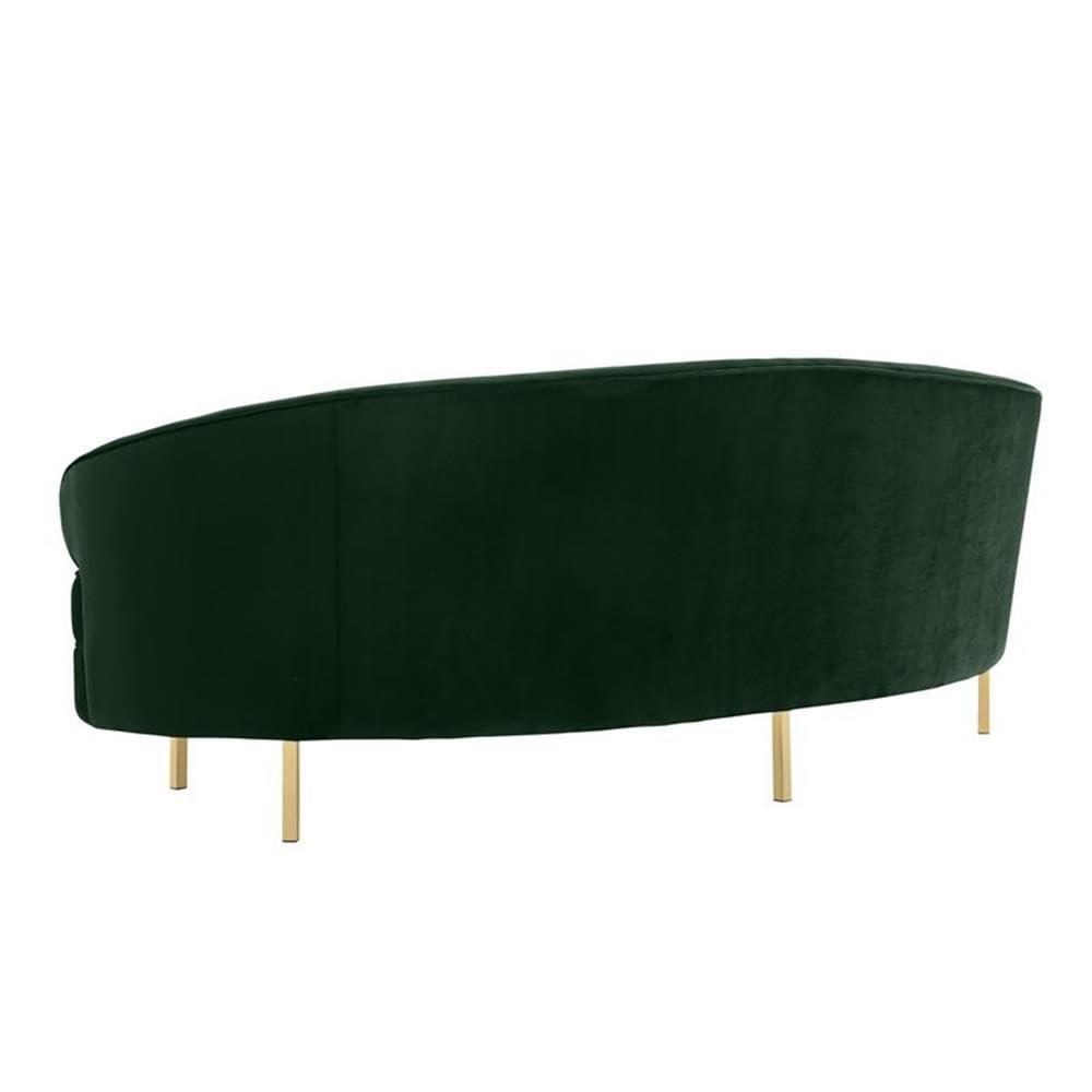 Elegant Baila Green Velvet 89" Sofa with Gold Stainless Steel Legs