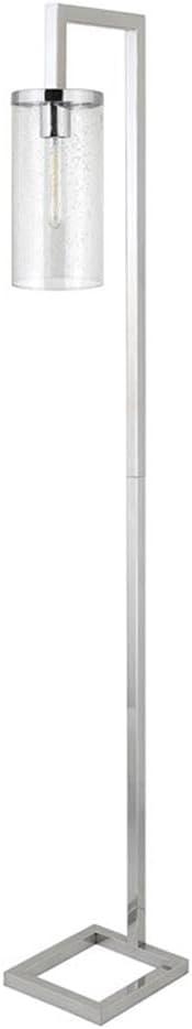 Evelyn&Zoe Modern Metal Floor Lamp with Seeded Glass Shade
