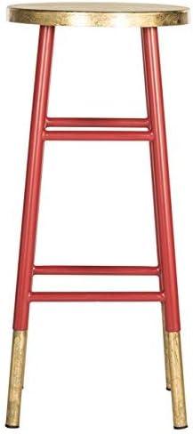Emery Dipped Gold Leaf Bar Stool - FOX3230 - Red/Gold - Safavieh Couture