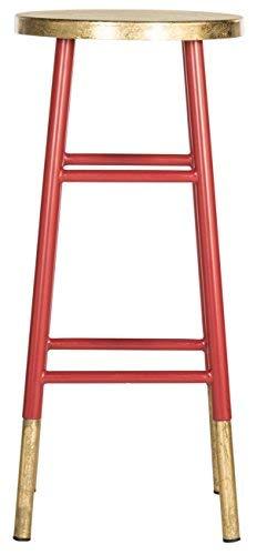Emery Dipped Gold Leaf Bar Stool - FOX3230 - Red/Gold - Safavieh Couture