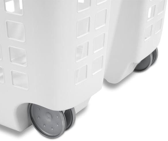 White Plastic 1.75 Bushel Ultra Wheeled Laundry Basket