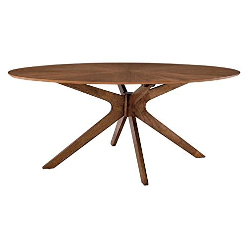 Crossroads 71" Oval Walnut Wood Mid-century Modern Dining Table