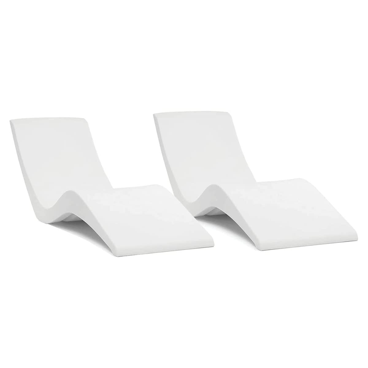 Classic White UV-Resistant Resin In-Pool Chaise Lounger Set
