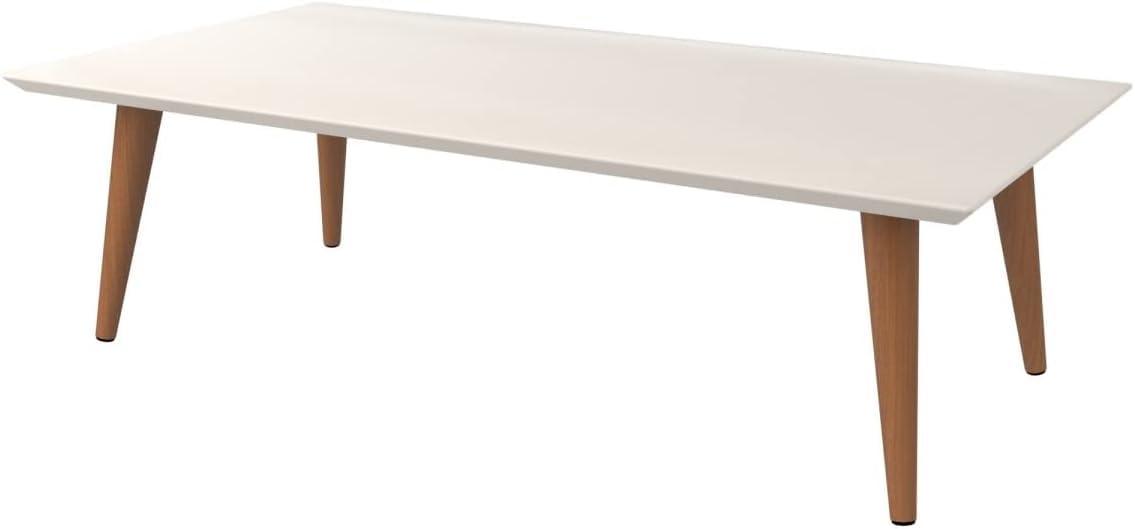 11.81" Utopia High Rectangle Coffee Table with Splayed Legs Off-White - Manhattan Comfort: Mid-Century Modern, MDF, Glossy Finish