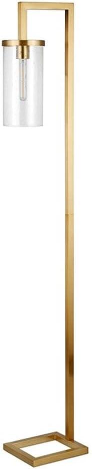 Evelyn&Zoe Modern Metal Floor Lamp with Seeded Glass Shade