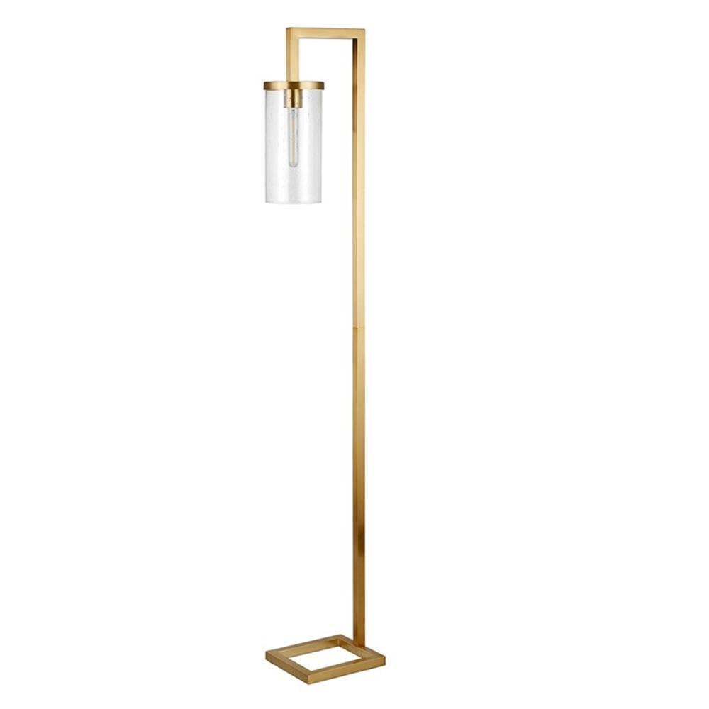 Evelyn&Zoe Modern Metal Floor Lamp with Seeded Glass Shade