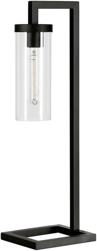 Evelyn&Zoe Lámpara de Mesa Moderna de Metal con Pantalla de Vidrio Transparente