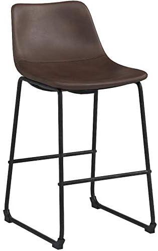 Walker Edison 34.5" Faux Leather Counter Stools in Brown (Set of 2)