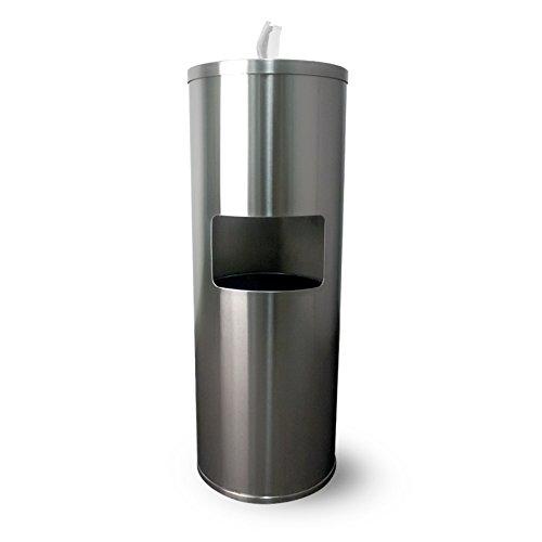 Stainless Steel Black Office Wipe Dispenser with Trash Can