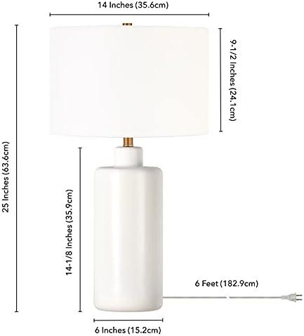 Evelyn&Zoe 25" Contemporary Ceramic Table Lamp with White Drum Linen Shade