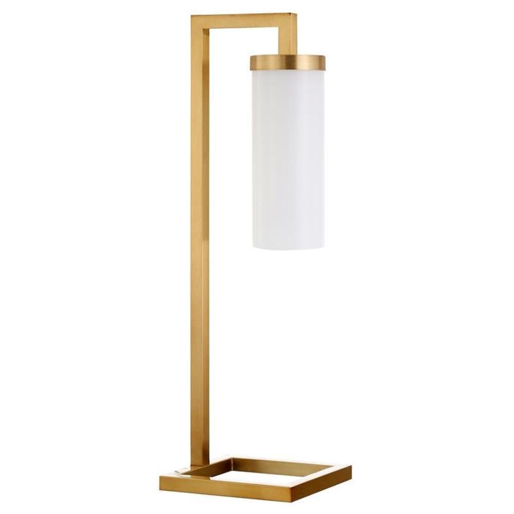 Evelyn&Zoe Malva 26" Modern Metal Table Lamp with White Milk Cylinder Glass Shade