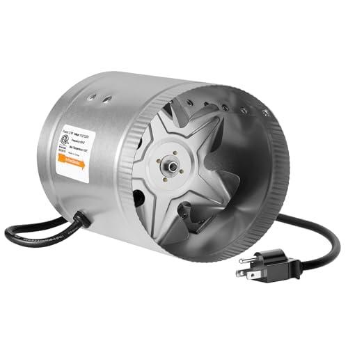 iPower 6 Inch Inline Duct Fan 240 CFM, HVAC Booster Exhaust Ventilation Fan with Low Noise for Basements, Bathrooms, Grow Tents, Kitchens and Attics, Silver