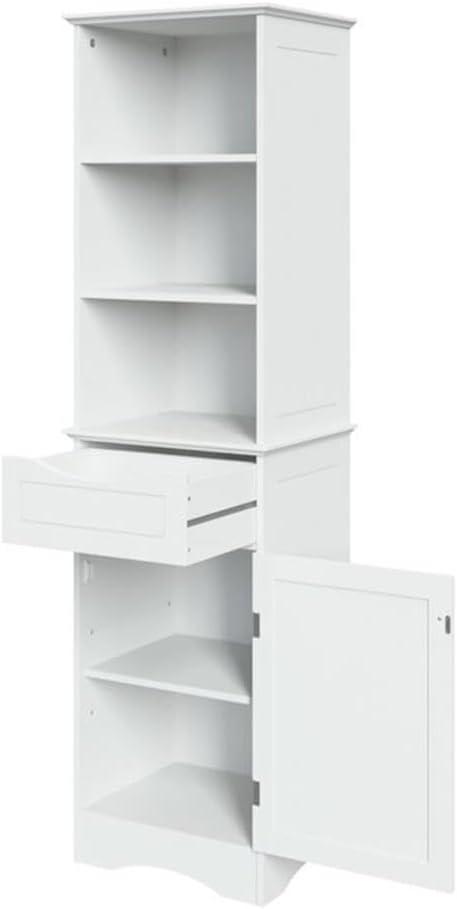 RiverRidge Ashland Tall Bathroom Storage Linen Cabinet and Organizer with Drawer and Shelves