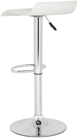 Lamita White Adjustable Swivel Bar Stool with Chrome Base