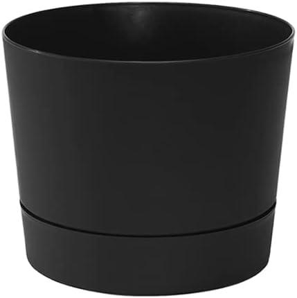 Matte Black Mid-Century Modern Low Profile Cylinder Planter, 4.5"