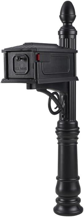 Architectural Mailboxes Stratford All-in-One, Medium, Plastic, Mailbox & Post Combo, Black