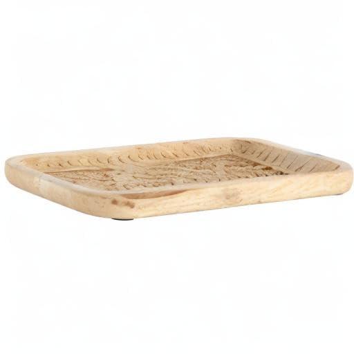 Creative Co-Op Handcarved Mango Wood Tray with Intricate Floral Designs