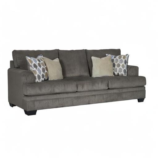 Contemporary 92'' Gray Fabric Queen Sofa with Removable Cushions