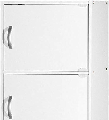 Hodedah HID5 High Quality 5 Shelf Home, Office, and School Enclosed Organization Storage 59 Inch Tall Slim Bookcase Cabinets, White Finish
