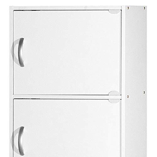Hodedah HID5 High Quality 5 Shelf Home, Office, and School Enclosed Organization Storage 59 Inch Tall Slim Bookcase Cabinets, White Finish
