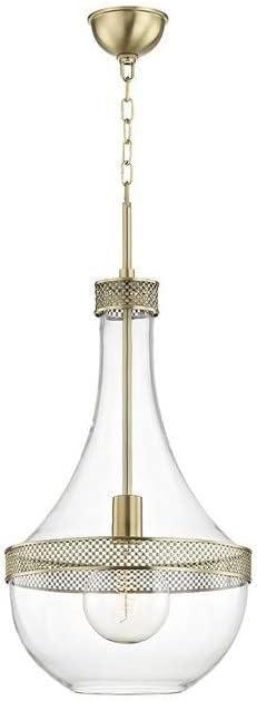 Aged Brass and Clear Glass 1-Light Pendant