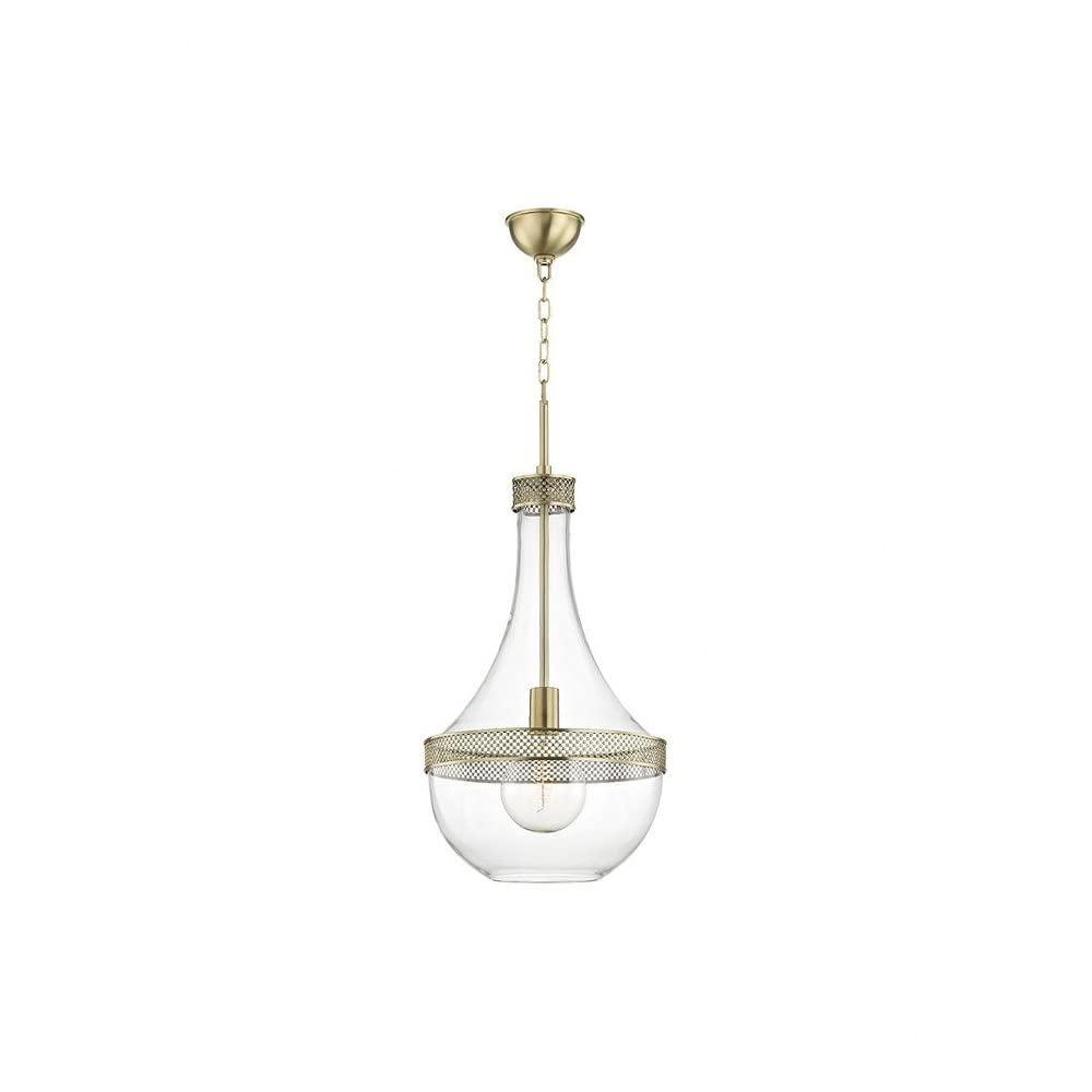 Aged Brass and Clear Glass 1-Light Pendant