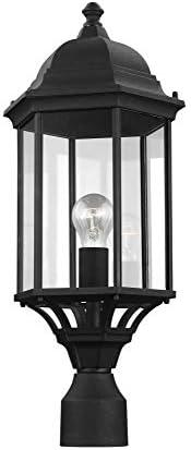 Sevier Black 1-Light Outdoor Post Lantern with Clear Glass Shade