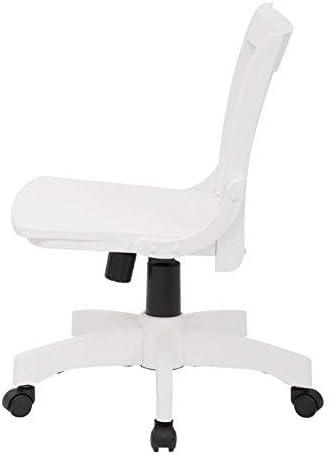 Deluxe Armless Wood Bankers Chair White with Wheels - OSP Home Furnishings: Adjustable, Unupholstered, Traditional Style