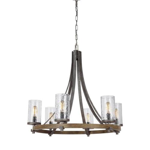 Steffens Iron & Textured Glass Chandelier (24"-48")