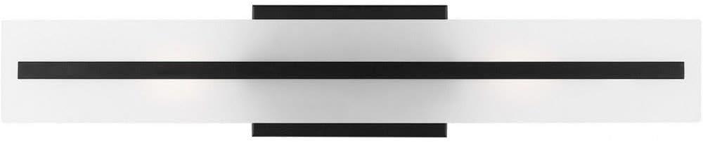 Midnight Black Steel 24" Bath Vanity Light with Satin Etched Glass Shades