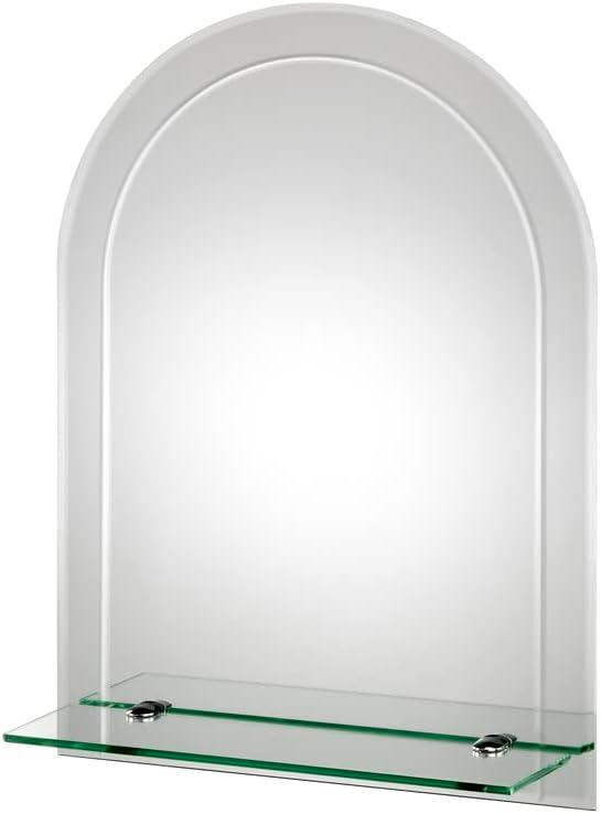 Croydex Fairfield Easy Install, Arch Bathroom Mirror with Single Shelf