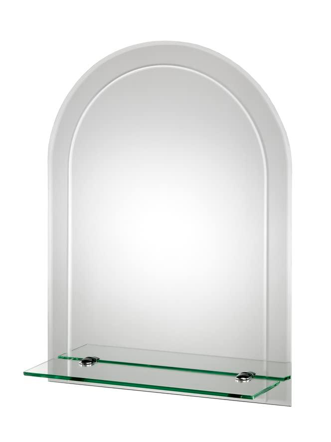 Croydex Fairfield Easy Install, Arch Bathroom Mirror with Single Shelf