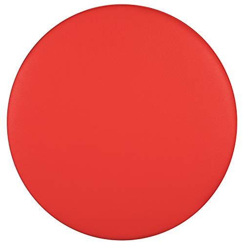 Modern Classroom Red Plywood Round Ottoman with Leveling Glides