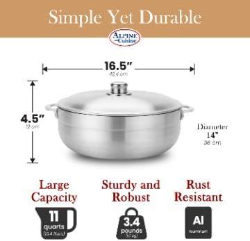 11-Quart Silver Aluminum Non-Stick Caldero Pot with Lid