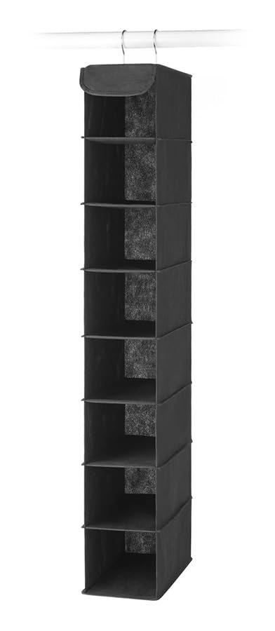 Whitmor Hanging Shoe Organizer, 8 Shelves-Hanging Closet Organizer, Hanging Shoe Rack for Small Closet, Hanging Shelves for Storage Shoes Clothes 11.5" D x 5.5" W x 41" H, Black