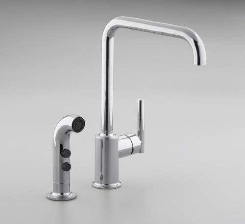 Purist® Two-Hole Kitchen Sink Faucet with 8" Spout and Matching Finish Sidespray