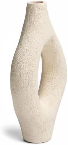 Villa Moda Emile Abstract Organic Decorative Modern Vase, Medium, White