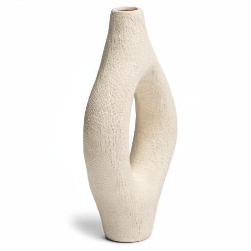 Villa Moda Emile Abstract Organic Decorative Modern Vase, Medium, White