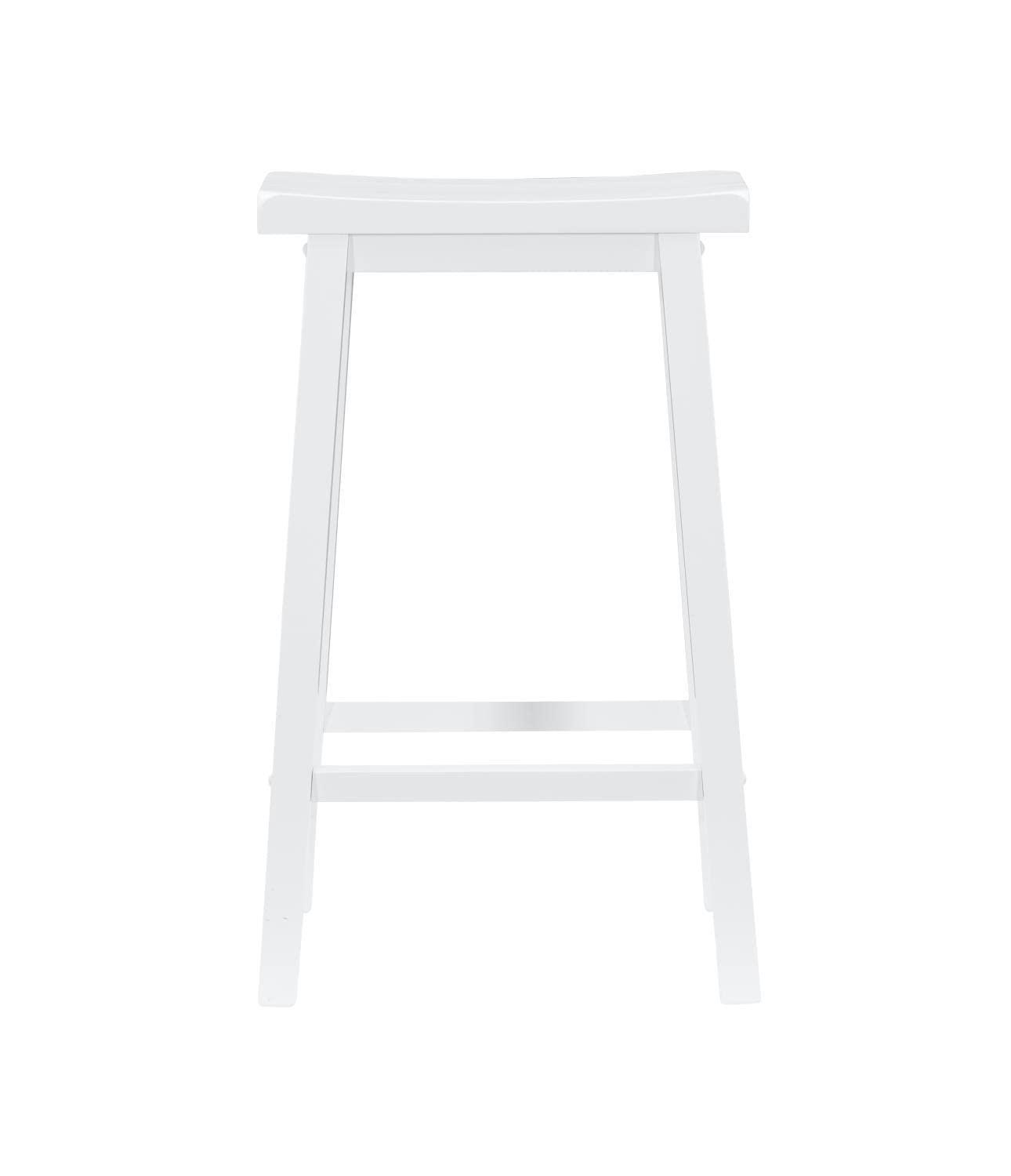 Linon Beamon 29" Sturdy Wood Backless Saddle Seat Counter Stool in Pure White
