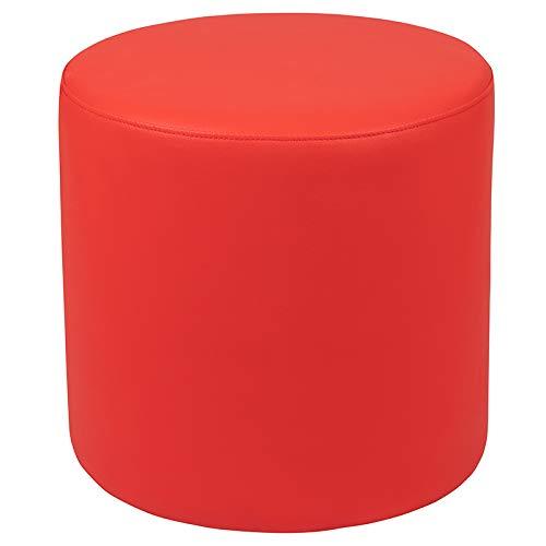 Modern Classroom Red Plywood Round Ottoman with Leveling Glides