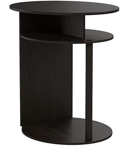 Furinno 2PCS Industrial Oval Coffee Snack End Table Sofa Side Table Laptop Desk Accent Telephone Table,Walnut