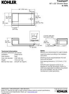 Tresham®60" W x 32" D Single Threshold Shower Base