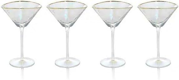 Clear Glass Martini Glasses with Gold Rim - Set of 4