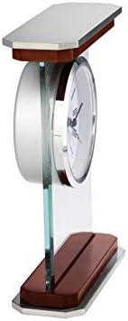 Howard Miller® Mayfield Modern & Contemporary Roman Numeral Rosewood Quartz Movement / Crystal Tabletop Clock with Alarm in White/Brown/Silver