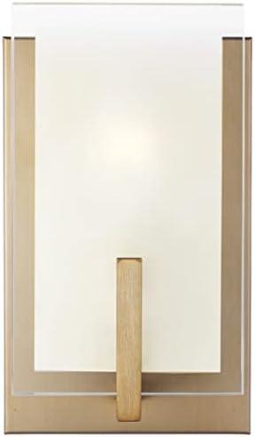 Satin Brass and Glass 1-Light Dimmable Wall Sconce