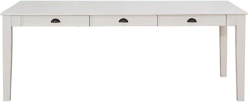 78" Renske Dining Table Antique White Finish - Acme Furniture: Farmhouse Style, 6 Drawers